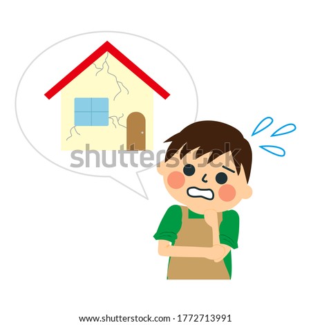 Illustration of house trouble, keep out. 