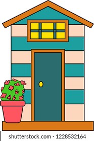 Illustration of house in vector. Cute cartoon design. Perfect for card, calendar design
