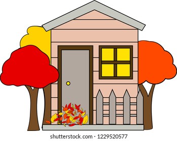 Illustration of house in vector. Cute cartoon design. Perfect for card, calendar design