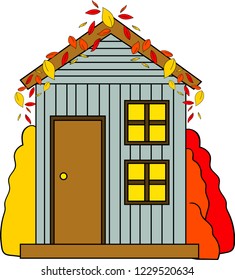 Illustration of house in vector. Cute cartoon design. Perfect for card, calendar design