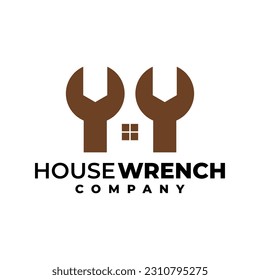 illustration of a house and wrench. house wrench logo for a house service company.