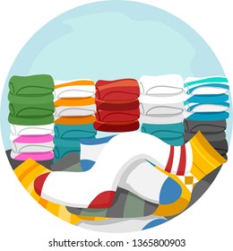 Illustration of Household Chores, Matching Clean Socks