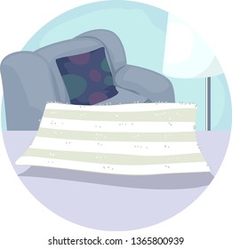 Illustration of Household Chores, Wiping Furniture Using Cloth