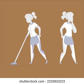 illustration of Household working woman 