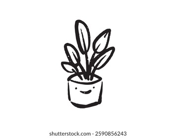 Illustration of an Houseplant Cartoon Doodle