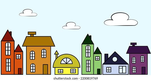 illustration of houses in the city