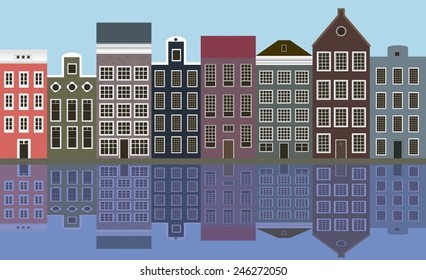 Illustration, houses of the old European city.