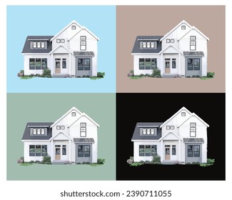 Illustration of houses on different backgrounds