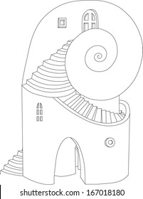 The illustration of the house-shell.  Vector.