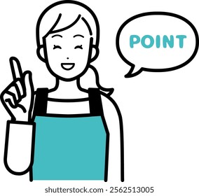 Illustration of a housewife delivering a point with a smile.