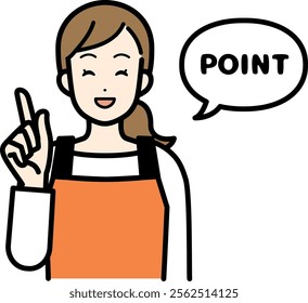 Illustration of a housewife delivering a point with a smile.