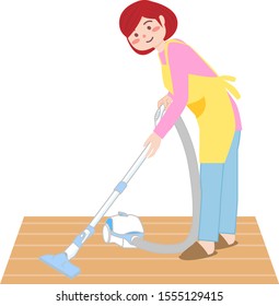 
Illustration of a housewife doing cleaning.