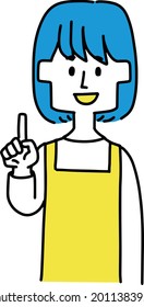 Illustration of a housewife explaining the points