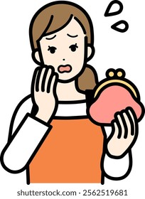 Illustration of a housewife in need of money.