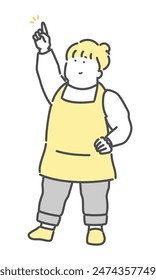 Illustration of a housewife pointing with her hands on her hips