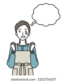 illustration of housewife scared of something