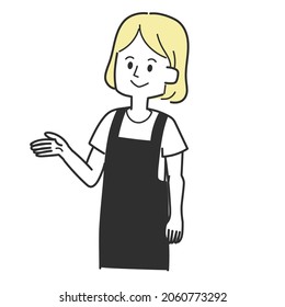 Illustration of a housewife who is guiding you