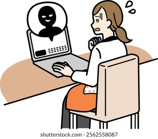 Illustration of a housewife who received a malicious email.