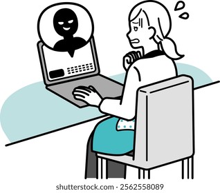 Illustration of a housewife who received a malicious email.