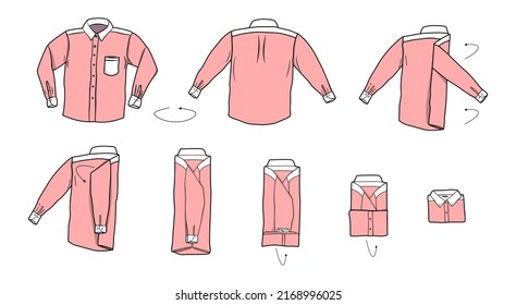 Illustration how to fold your clothes shirt t shirt dress. editable stroke and color fill let's make your design easier