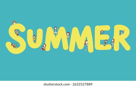 Illustration of how students spend their summer vacation concept