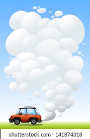 Ilustração da enorme fumaça do carro