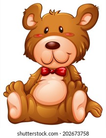 Illustration of a huggable brown bear on a white background