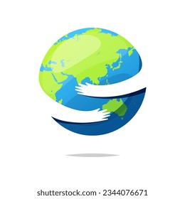 Illustration hugging the globe vector.