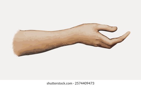 Illustration of a human arm, hand extended, palm up. The arm is depicted in a neutral tone, isolated on a plain background, showing a reaching gesture.