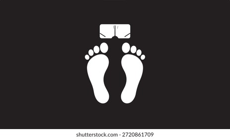 Illustration von menschlichen nackten Füßen und Gesäß auf schwarzem Hintergrund, die ein minimalistisches Designkonzept darstellen, das menschliche Anatomie und Körperteile in einer einfachen und ikonischen visuellen Darstellung symbolisiert.