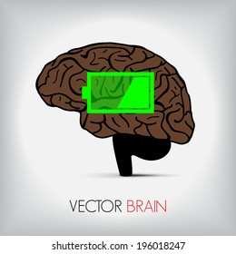 illustration of human brain with energy status, Vector graphic