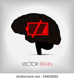 illustration of human brain with energy status, Vector graphic