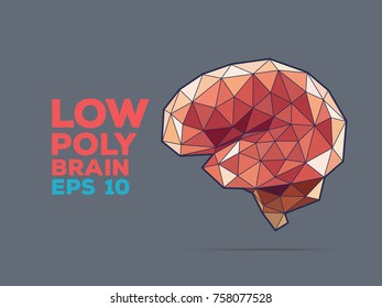 Illustration of human brain with faceted low-poly geometry effect