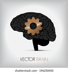 illustration of human brain with gear, Vector graphic