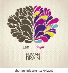 Illustration of human brain. Lobes and functions, vector illustration