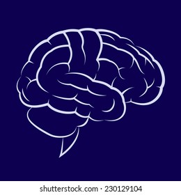 Illustration of the human brain on dark blue background