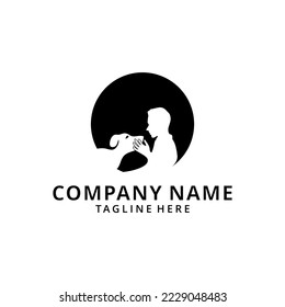 	
illustration Human and dog silhouette vector design logo, dog sitter, dog lover.