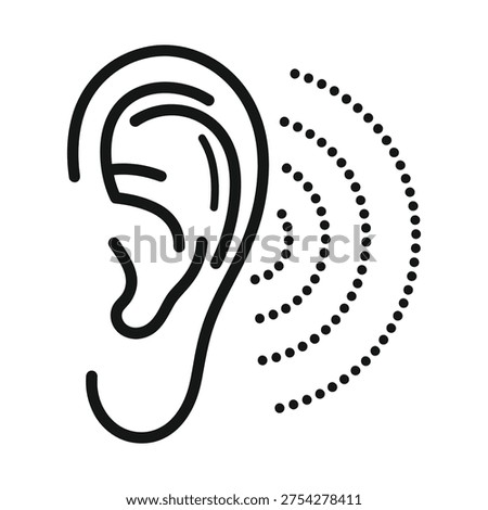 An illustration of a human ear with sound waves emanating from it