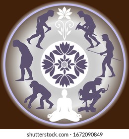 
illustration human evolution color outline
