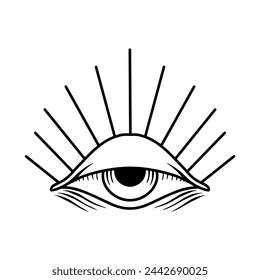 Illustration of an human eye in tatoo style. Vector design element