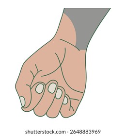An illustration of a human hand in a downward-facing clenched fist gesture, symbolizing strength, determination, or control.