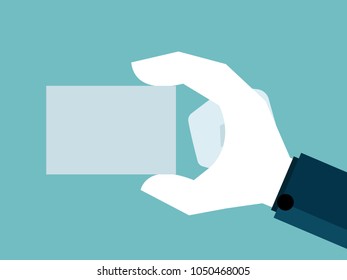illustration of human hand holding blank paper vector background