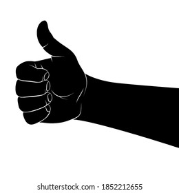 Illustration of Human Hand Showing Symbol Like. Making a Thumb up Gesture. Like Positive Fist on White. Thin Line Icon for Website Design on White Background