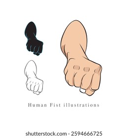 An illustration of human hand, A vector drawing of man fist, A symbol of unite strength