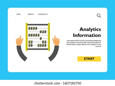 Illustration of human hands and counting frame. Analytics, information, data analysis, big data, information. Big data concept. Can be used for topics like Internet, big data, analytics