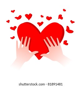 illustration of human hands with heart in it