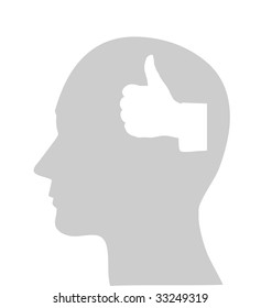 Illustration of human head and hand gesture OK