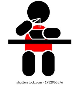 
Ilustración de un ícono humano durante la escena de comer fideos, que normalmente es para un puntero o controlador especial para los que les gusta comer fideos