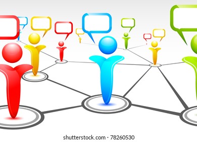 illustration of human icon with speech bubble forming human networking