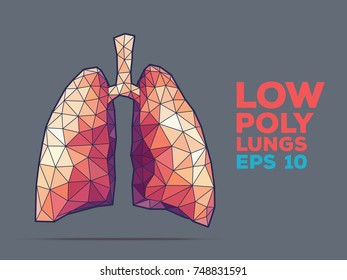 Illustration of human lungs with faceted low-poly geometry effect